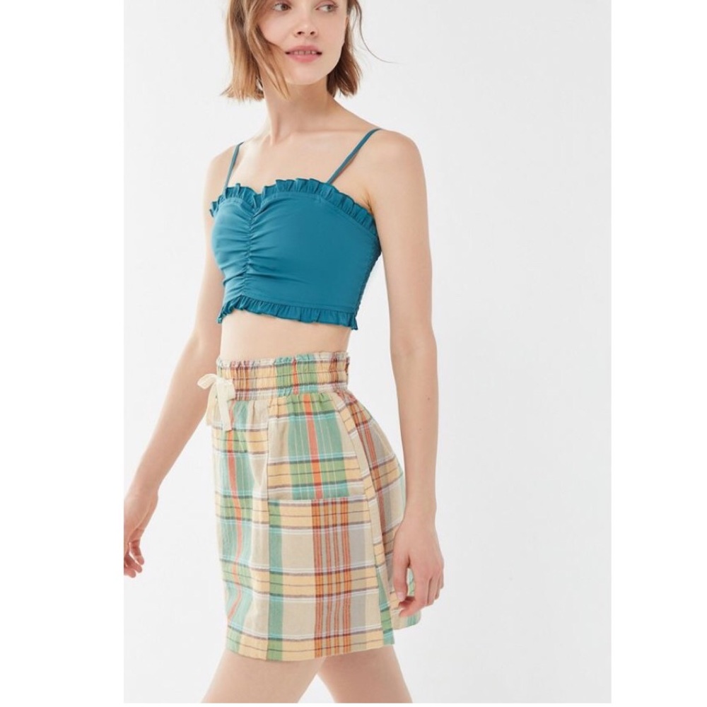 UO Emery Pull-on Drawstring Pattern Mini Skirt